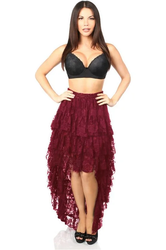 Animal - print bustiers for a wild and fierce styleWine High Low Lace Skirt