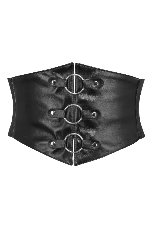 Microfiber corsets for a lightweight optionGothic Black Faux Leather Corset Inspired Belt