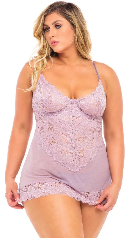 women lounge dress for a lazy Sunday at homePlus Size Paige Lace Chemise Set