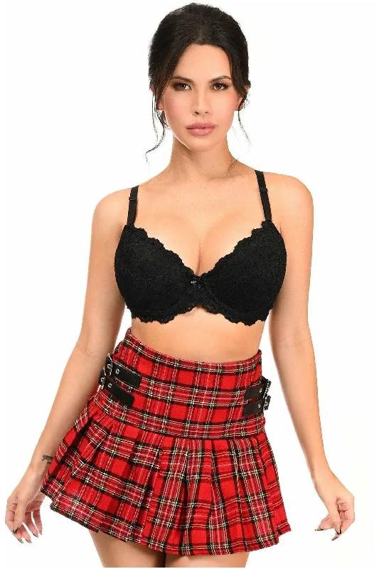 French - style bustiers for a romantic lookRed Plaid Pleated Skirt w/Buckles