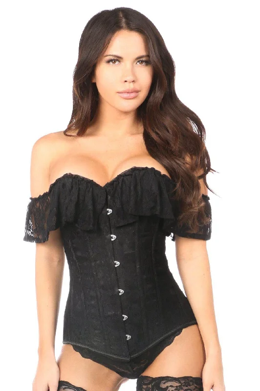 White bustiers for a pure and innocent aestheticLavish Black Lace Off-The-Shoulder Corset