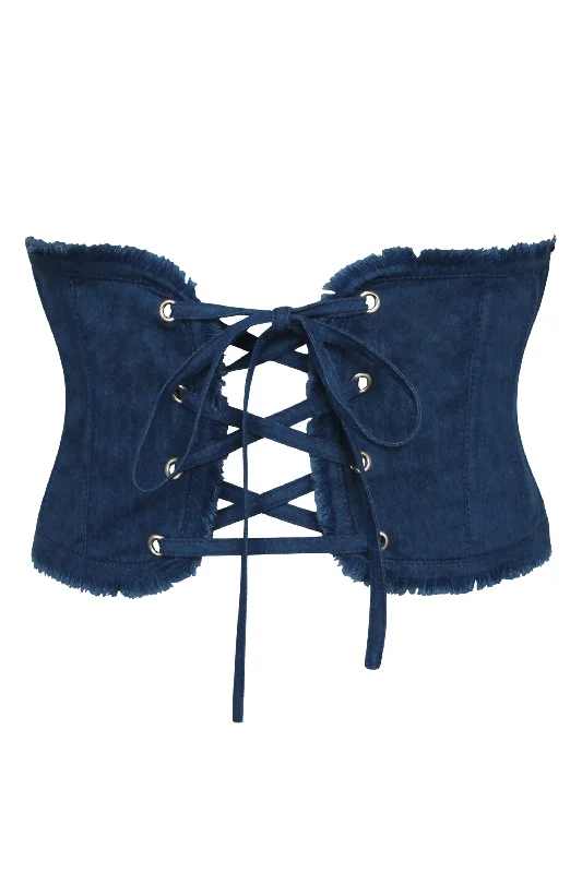 Waist - training corsets for long - term figure shapingDenim Corset Inspired Front Tie Belt