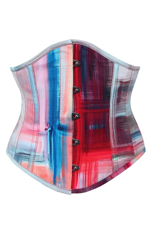 Supportive bustiers for large - busted womenAbstract Red and Blue Brushstroke Waspie Corset