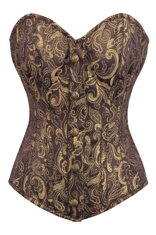 Moisture - wicking corsets for active lifestylesBrown and Gold Brocade Overbust Corset with Front Zip