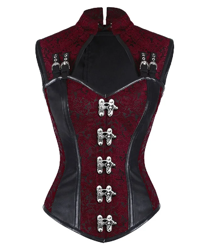 Satin corsets with a shiny and elegant finishAlis Gothic Corset with Shoulder Straps Alternate Sheep Napa Leather