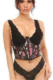 Denim - look corsets for a casual yet stylish twistFloral Satin Open Cup Waist Cincher