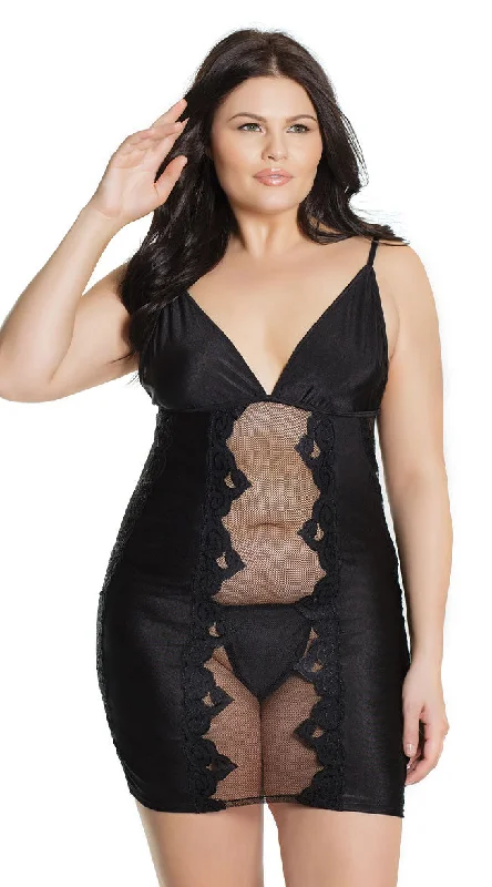 women lounge dress with a moisture - wicking fabric for active loungingPlus Size Parisian Nights Chemise