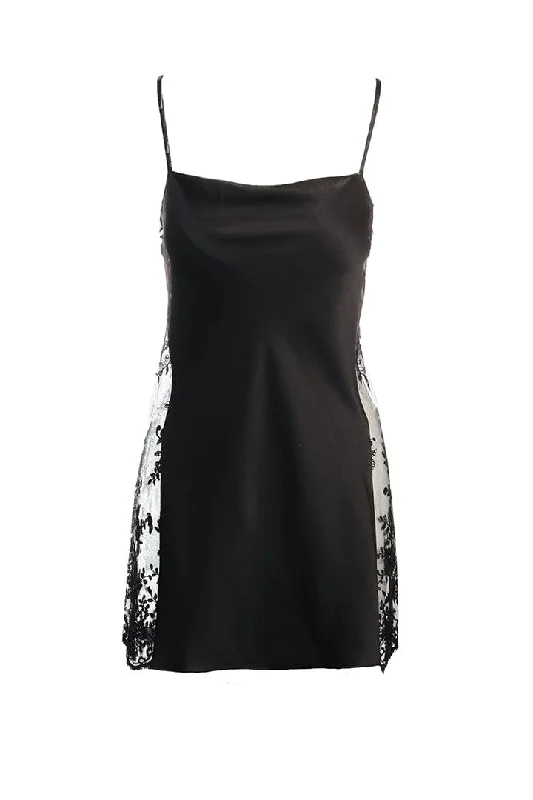 women lounge dress with a thermal - regulating fabric for year - round useDarling Chemise - Black