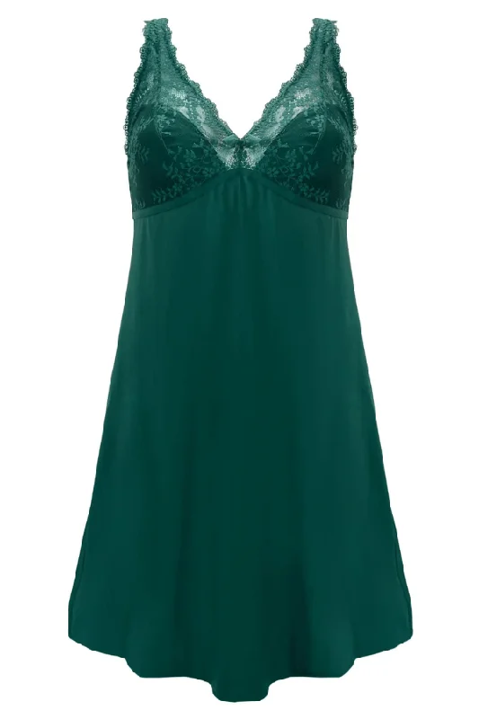 women lounge dress with a moisture - wicking fabric for active loungingFlora Luxe Chemise - Green