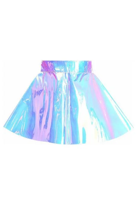 Retro - 1950s corsets with a cinched waistBlue/Purple Holo Skater Skirt