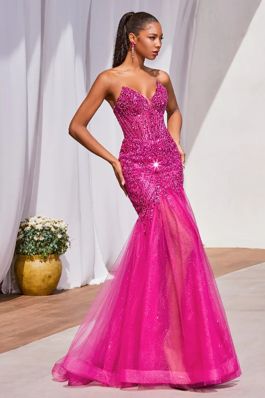 Halter - neck sexy cocktail dresses for a formal eventCinderella Divine CD0214 Magenta 10 Sale