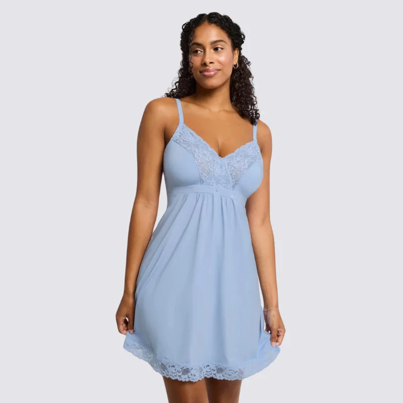 women lounge dress with a unique texture for added visual interestMontelle Bust Support Pocketed Chemise Beach House