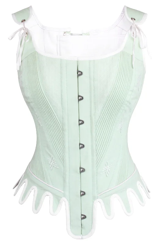 Satin corsets with a shiny and elegant finishHistorically Inspired Spearmint Corset top