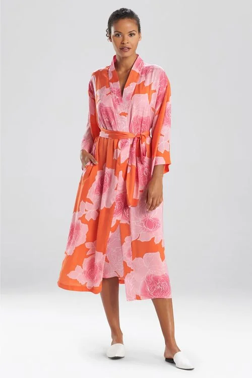 women robes with a color - blocking effectPeony Sunset Robe