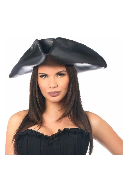 French - style bustiers for a romantic lookBlack Faux Leather Pirate Hat