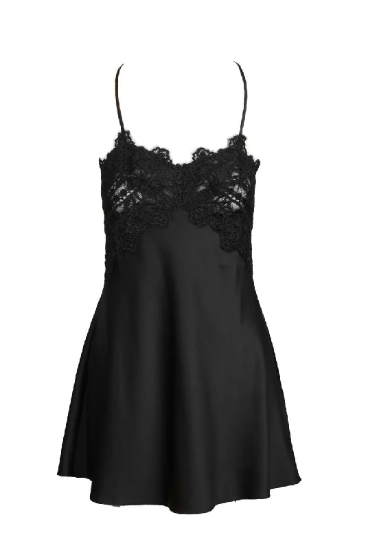 women lounge dress with a hypoallergenic fabric for sensitive skinRosey Chemise- Black