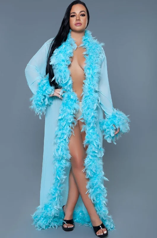 women robes with a nautical - themed patternFull-Length Feather Robe