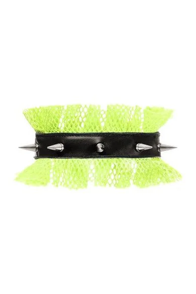 Modern - design corsets with a minimalist aestheticKitten Collection Neon Green/Black Fishnet Spike Choker