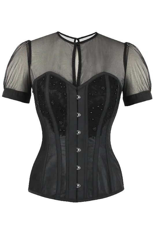 Animal - print bustiers for a wild and fierce styleInstant Shape Black Mesh Corset With Semi-Sheer Sleeves