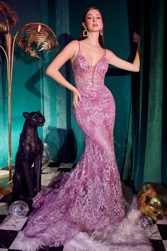 Mesh - paneled sexy dresses for a hint of skinCinderella Divine CC2189 Amethyst 8 Sale