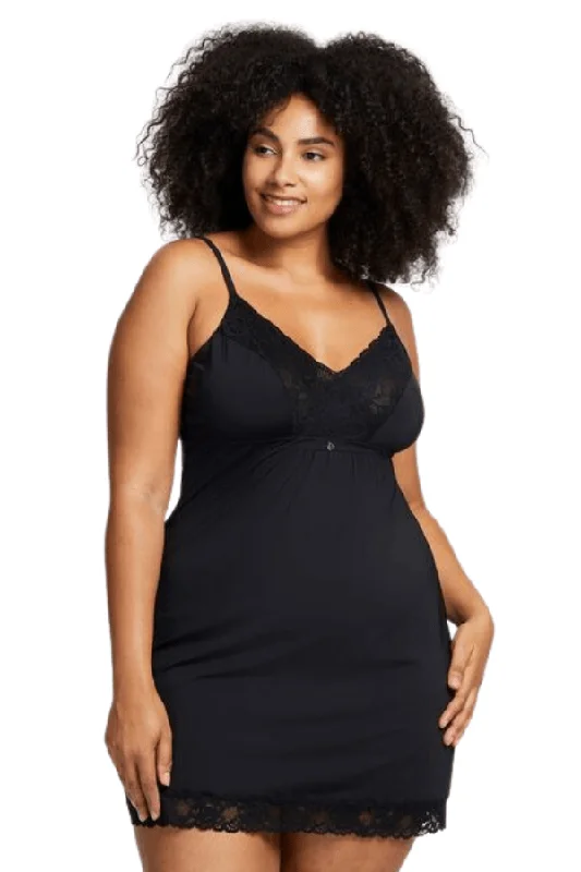 women lounge dress with a travel - friendly fabric that doesn't wrinkle easilyBust Support Chemise w/ Cup Insert - Black