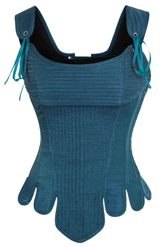 Removable - boning corsets for easy cleaningHistorically Inspired Overbust Corset in Blue