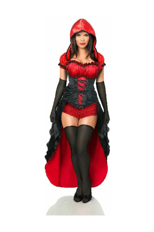 Vintage - style women's bustiers with lace and bowsTop Drawer 5 PC Red Hot Riding Hood Corset Costume