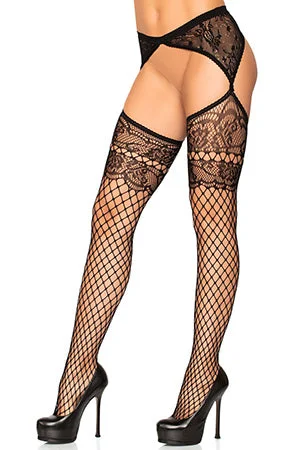 Women's Lingerie with Convertible StrapsGarter Belt Lace Top Fishnets