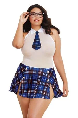 Women's Lingerie with Embroidery DetailsPlus Schoolgirl Tease Roleplay Set