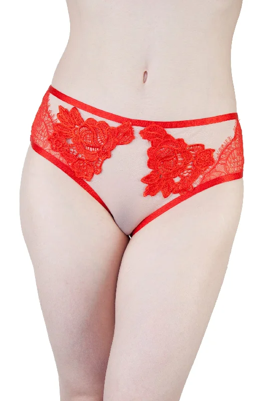 Women's floral - patterned brasPeek & Beau Audrey Red Crochet Lace Brief