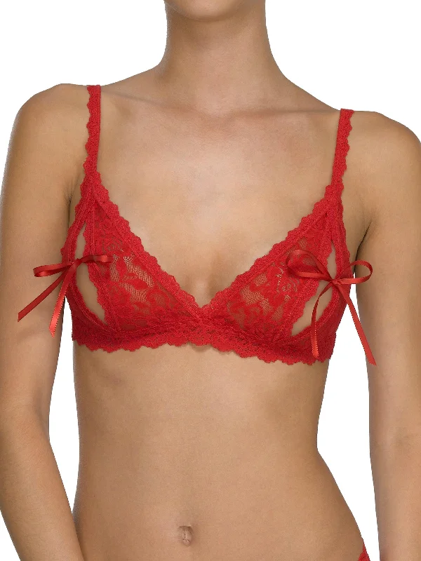 Women's bralettes with a soft, seamless style&oh™ Peek-a-Boo Lace Tie Bralette Red