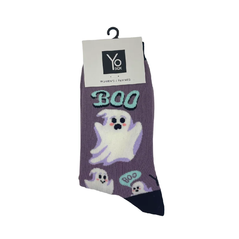 "Boo" Cotton Dress Crew Socks by YO Sox - Medium