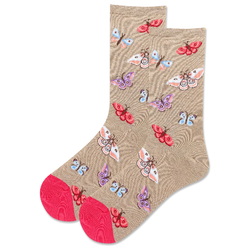 "Moths" Cotton Crew Socks by Hot Sox - Medium