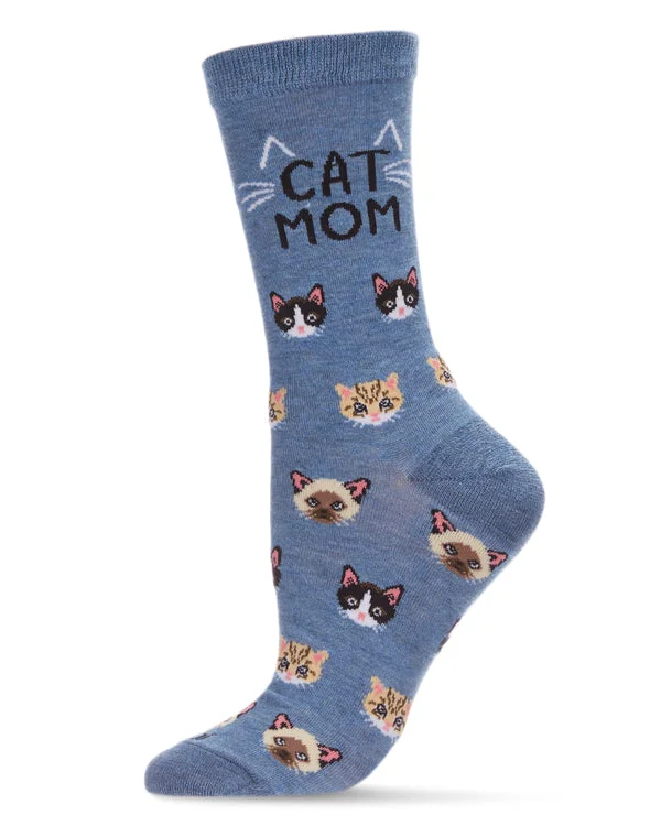 "Cat Mom" Crew Bamboo Socks by Me Moí