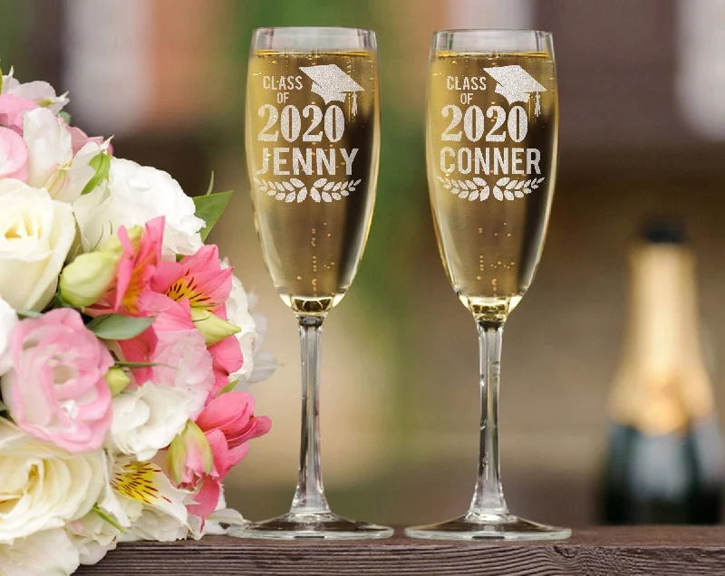 Custom Champagne Celebratory Son Daughter Mimosa Graduation College Toasting Glass for Family Friends Grad Gifts 2020 Party Favors Decor