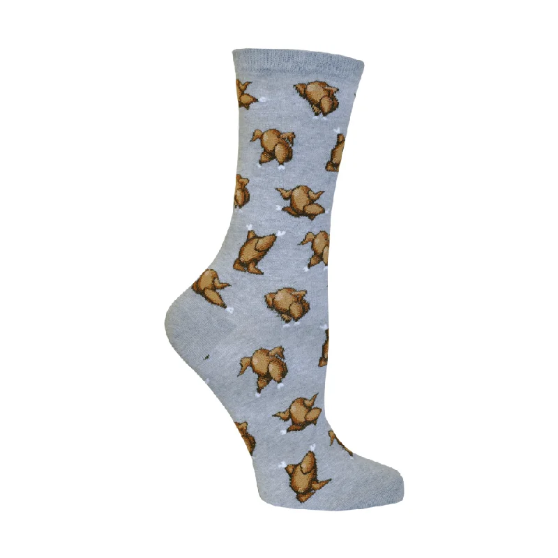 "Dancing Turkeys" Cotton Crew  Socks by Hot Sox - Medium