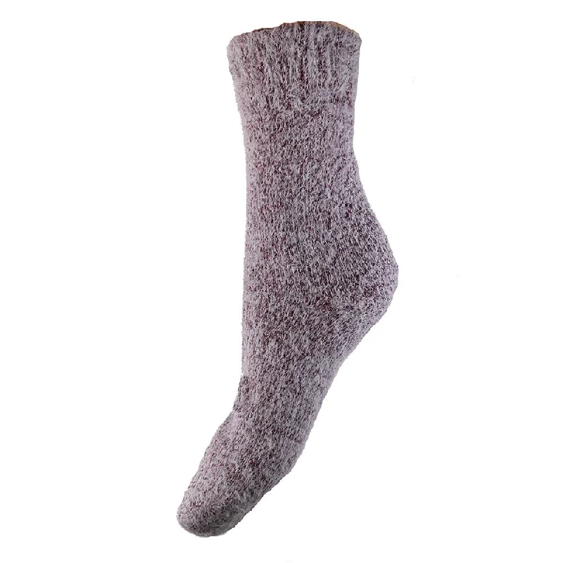 Dark purple plain soft socks with ribbed cuff