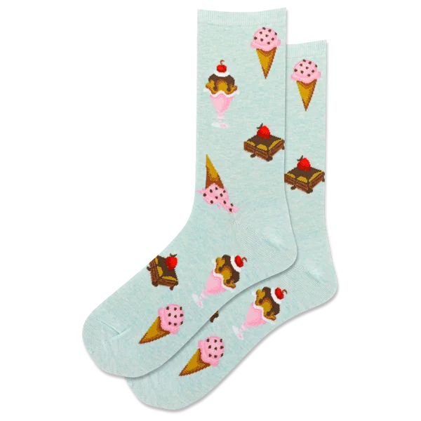 "Desserts" Cotton Crew Socks by Hot Sox - Medium