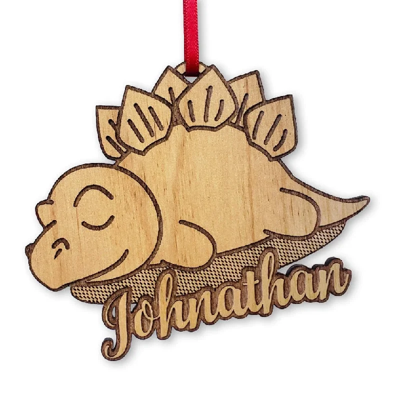 Dinosaur Boys First Birthday Ornament Gift Custom Girls Dino Party Decor Engraved Wood Christmas Tree Ornament Prehistoric Son Holiday Gift