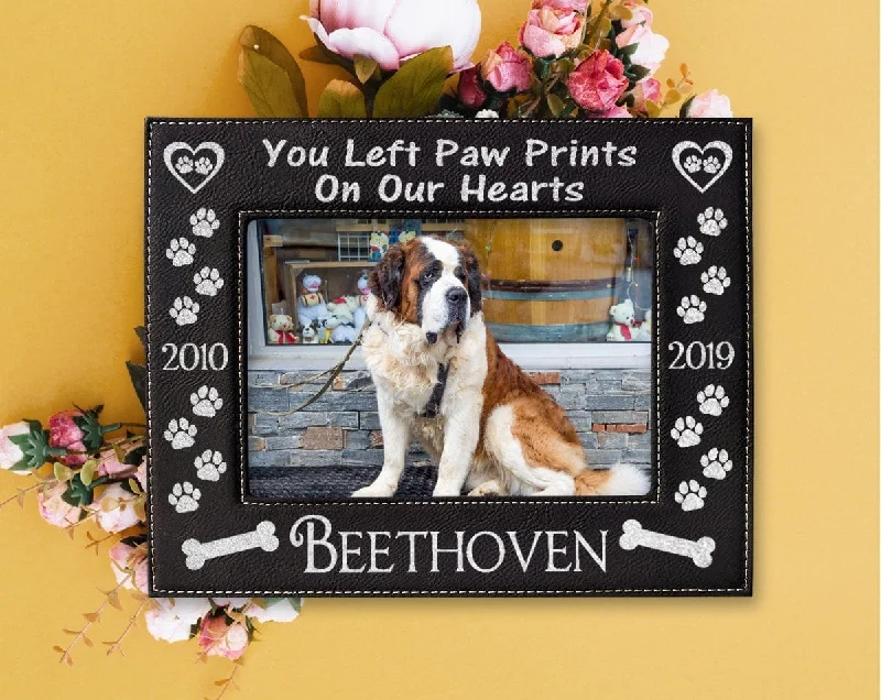 You Left Paw Prints On Our Hearts with Bones | Picture Frame