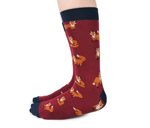 "Feeling Foxy" Cotton Crew Socks by Uptown Sox - Medium