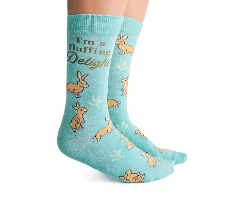 "Funny Bunny" Crew Socks by Uptown Sox - Medium