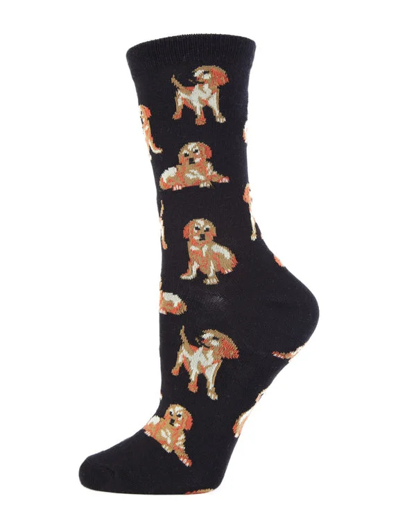 "Golden Retriever/Puppies" Crew Bamboo Socks by Me Moí