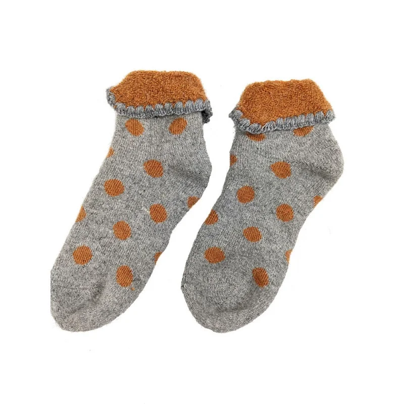 Grey Cuff Socks With Orange Spots For Children