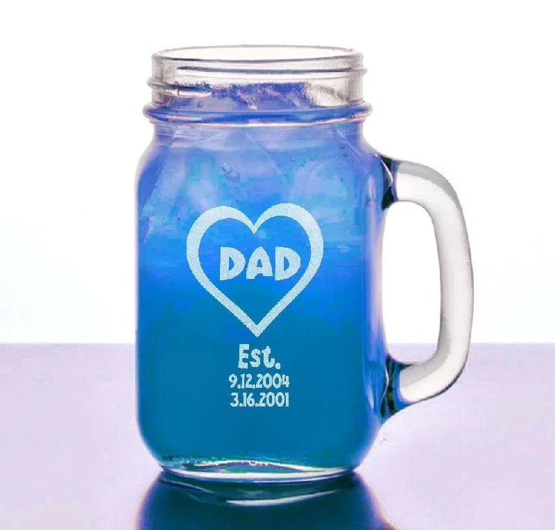 Heart Mom Dad Gift Idea Personalized Mason Jars Engraved Christmas Gift for Mother Father Uncle Aunt Grandpa Grandma Mug Christmas Glasses