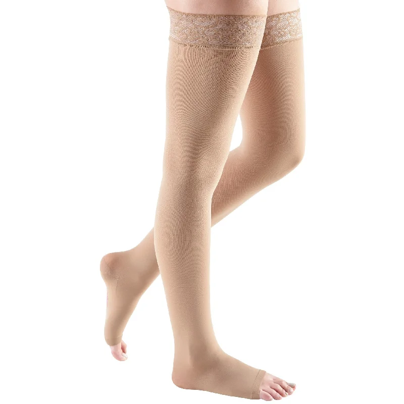 Mediven Comfort Thigh High 30-40 mmHg, Open Toe w/ Lace Silicone Top Band