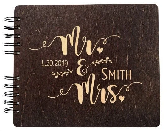 Mr. and Mrs. Custom Guest Book Husband Wife 50th Anniversary Party Decoration Photo Booth Rustic Wedding Guestbook 60th Sign in Book Bride