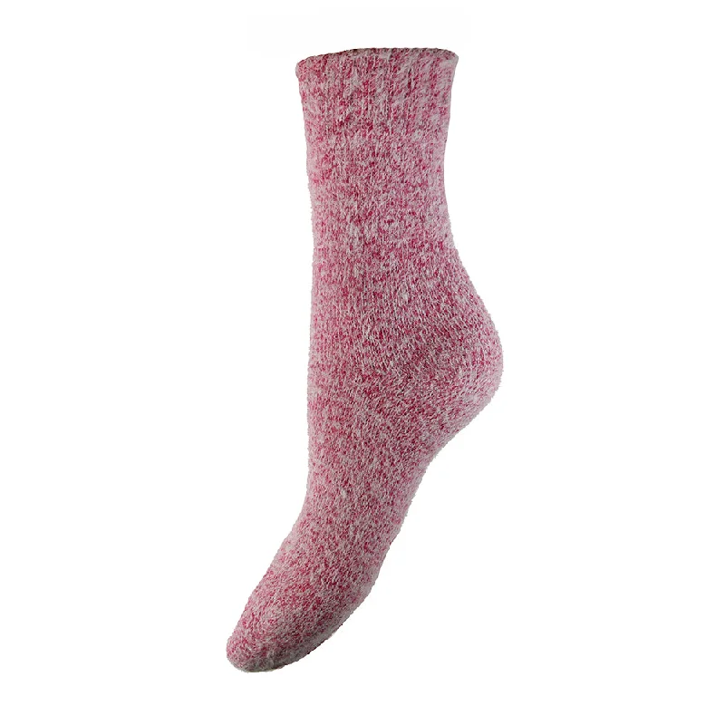 Pink plain soft socks with ribbed cuff