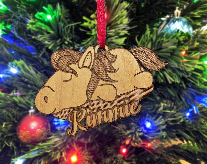 Rustic Horse Country Western Equestrian Decoration Wooden Animal Horses Charm Christmas Ornament Hanger Custom Etched Gift for Best Friend