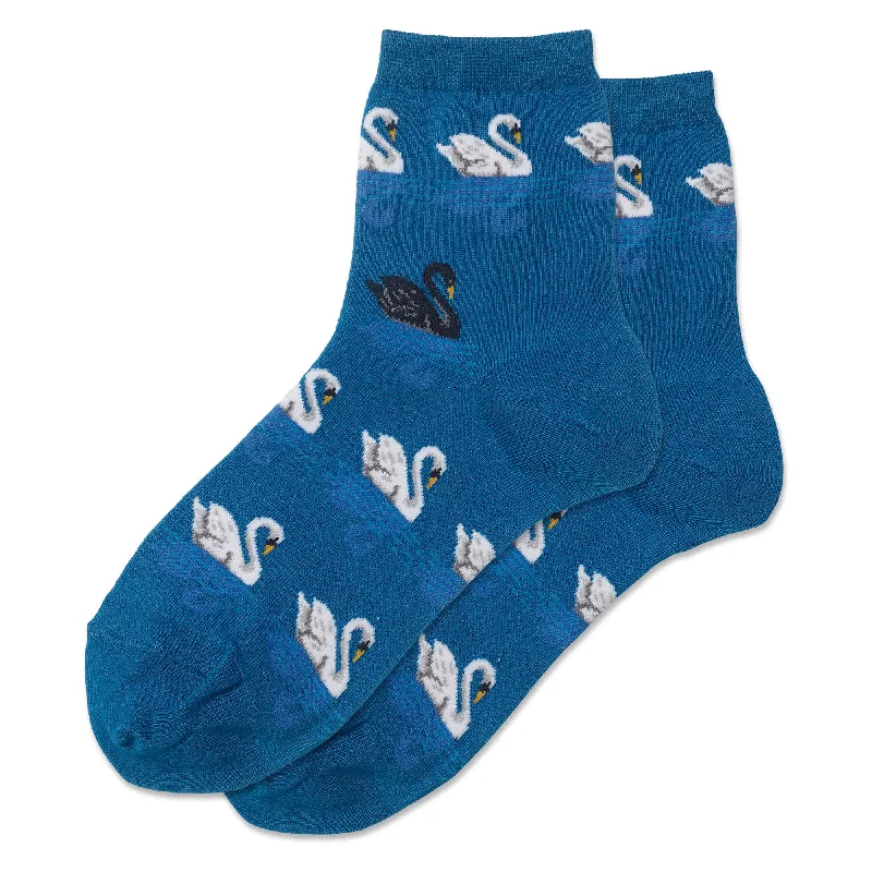 "Swan" Cotton Anklet Socks by Hot Sox - Medium